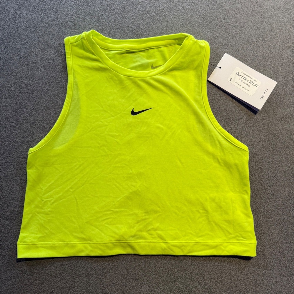Nike Pro Kids Dri-FIT Training Tank Top Volt Neon Yellow FV2422-702 Small S